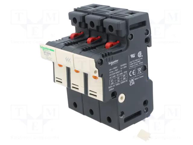 Fuse base; 14x51mm; for DIN rail mounting; 50A; Poles: 3 SCHNEIDER ELECTRIC DF143VC