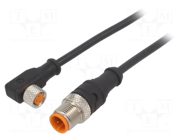 Cable: for sensors/automation; M12,M8; PIN: 3; 1m; plug; 4A; 1200 LUTRONIC 1210080603L1300-1M