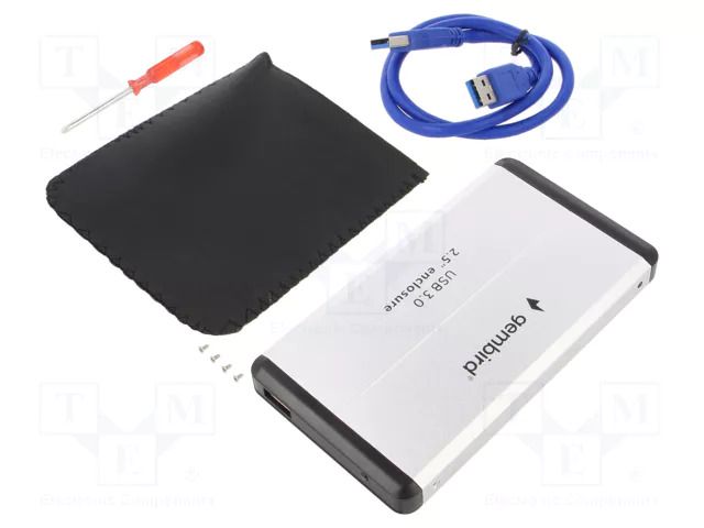 Hard discs housing: 2,5"; USB 3.0; aluminium; silver GEMBIRD EE2-U3S-2-S
