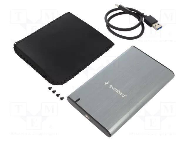 Hard discs housing: 2,5"; LED status indicator; USB 3.1; grey GEMBIRD EE2-U3S-6-GR