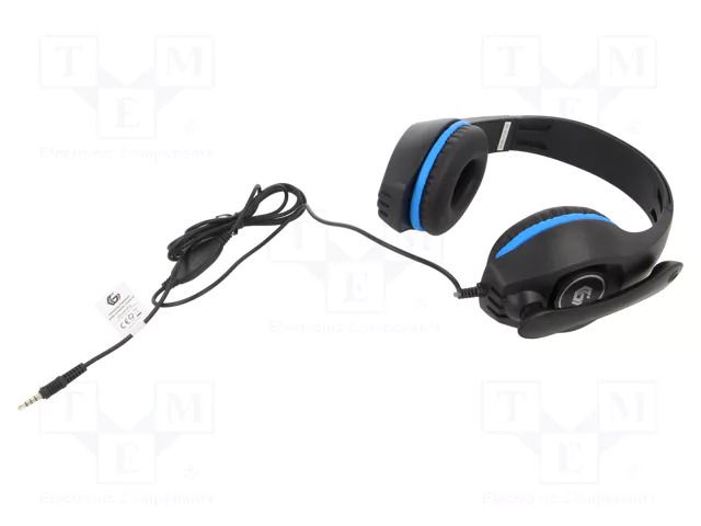 Headphones with microphone; black,blue; Jack 3,5mm; headphones GEMBIRD GHS-05-B
