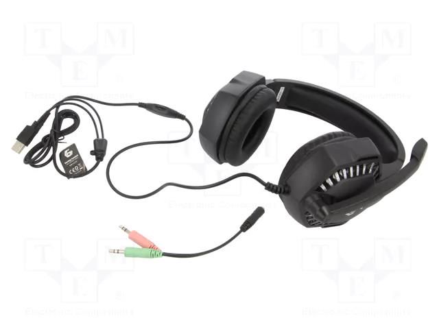 Headphones with microphone; black; Jack 3,5mm; headphones; 2m GEMBIRD GHS-06