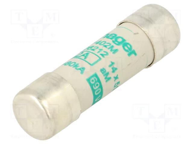 Fuse: fuse; 2A; 690VAC; aM; cylindrical,industrial; 14x51mm HAGER LF402M