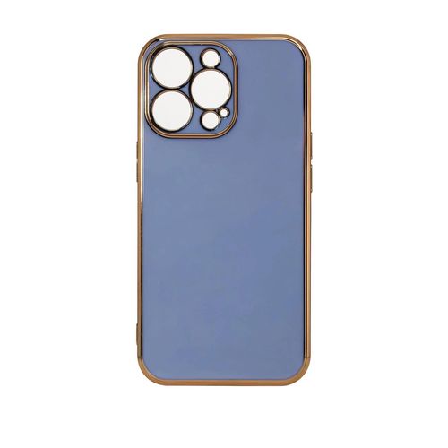 Lighting Color Case for iPhone 13 Pro blue gel cover with gold frame, Hurtel 5907769343223 5907769343223