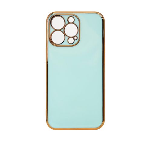 Lighting Color Case for iPhone 12 Pro Max, gel cover with a gold frame, mint, Hurtel 5907769343216 5907769343216