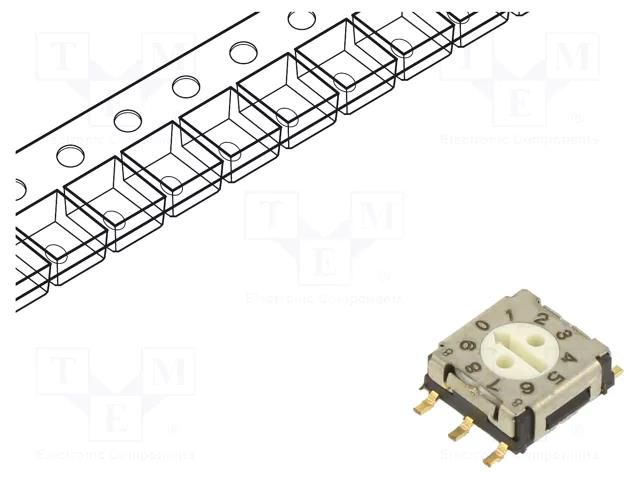 Encoding switch; DEC/BCD; Pos: 10; SMT; Rcont max: 200mΩ; 5.1Ncm ECE ERD710RDZ