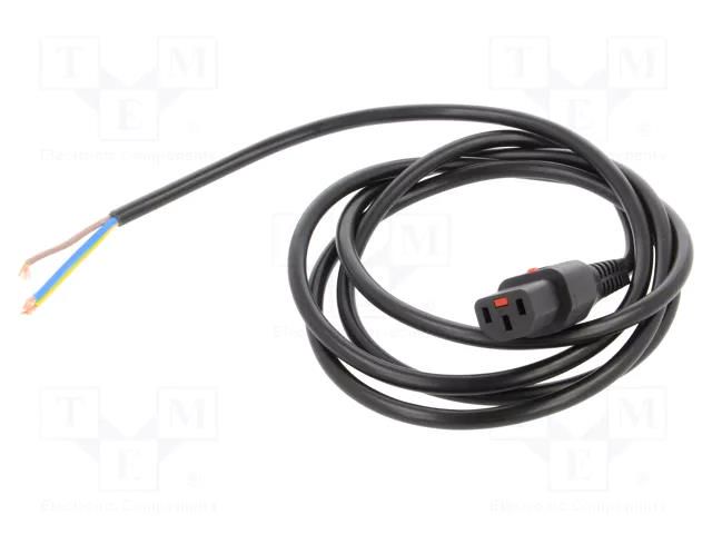 Cable; IEC C13 female,wires; 2m; with IEC LOCK locking; black SCHAFFNER SCHAFFNER-813423