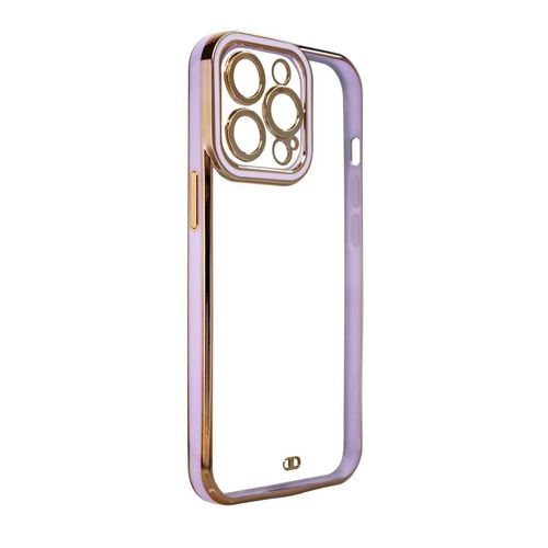 Fashion Case for iPhone 12 Pro Max Gold Frame Gel Cover Purple, Hurtel 5907769342981 5907769342981