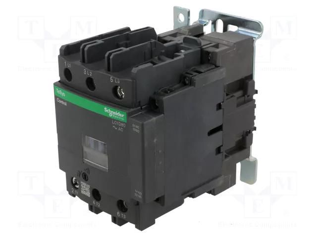 Contactor: 3-pole; NO x3; Auxiliary contacts: NO + NC; 230VAC; 80A SCHNEIDER ELECTRIC LC1D80P7