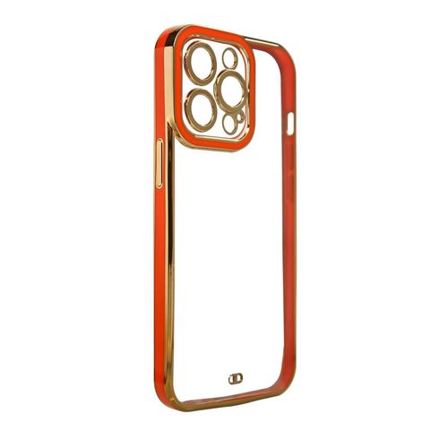 Fashion Case for iPhone 13 Pro Gold Frame Gel Cover Red, Hurtel 5907769343032 5907769343032