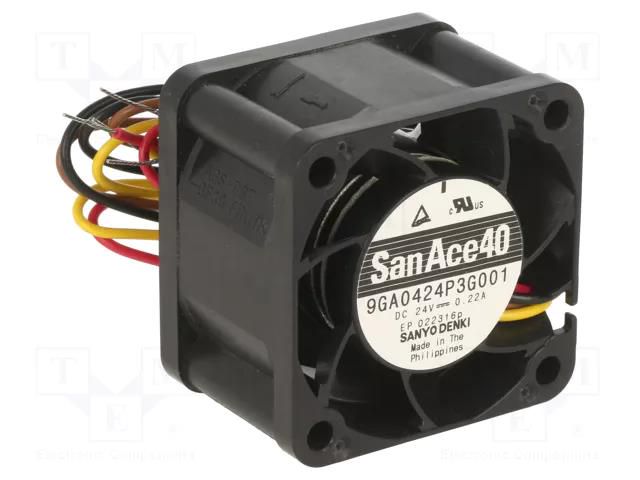 Fan: DC; axial; 24VDC; 40x40x28mm; 36.6m3/h; 53dBA; ball; 16500rpm SANYO DENKI 9GA0424P3G001