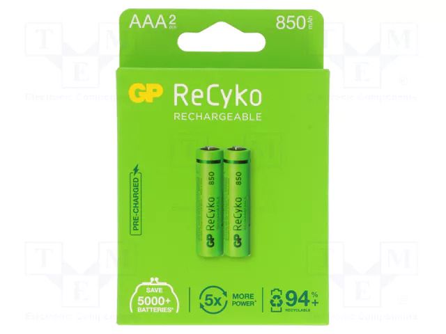 Re-battery: Ni-MH; AAA,R3; 1.2V; 850mAh; ReCyko; blister; Ready2Use GP ACCU-85AAAHCE-EB2
