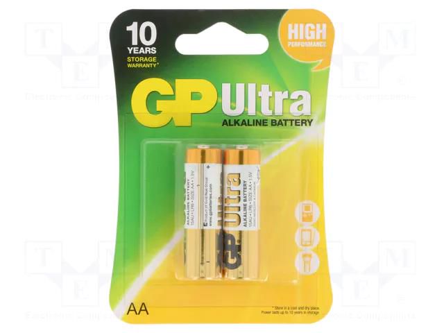 Battery: alkaline; AA; 1.5V; non-rechargeable; Ø14.5x50.5mm; 2pcs. GP BAT-15AU-U2-GP