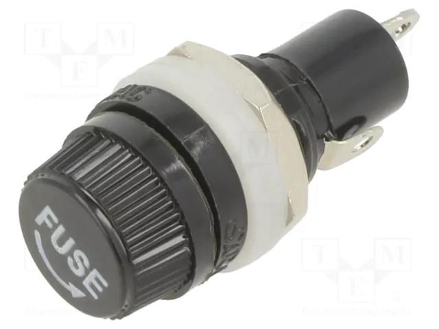 Fuse holder with cover; 5mm; 10A; on panel; black; HTC; 250VAC EATON/BUSSMANN BK8-HTC-603M
