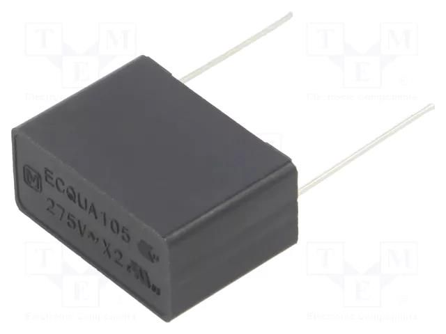 Capacitor: polypropylene; ECQUA; 1uF; 275VAC; 26x19x12mm; THT; ±20% PANASONIC ECQUAAF105M