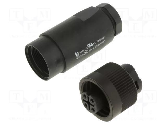 Connector: circular; 400V; 16A; PIN: 4; plug; female; screw terminal BINDER 99-4222-14-04