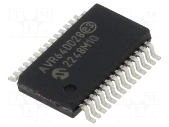 IC: AVR microcontroller; SSOP28; Ext.inter: 23; Cmp: 1; AVR64 MICROCHIP TECHNOLOGY AVR64DD28-I/SS