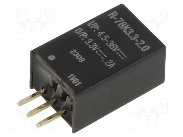 Converter: DC/DC; Uin: 4.5÷36VDC; Uout: 3.3VDC; Iout: 2A; SIP3; THT RECOM R-78K3.3-2.0