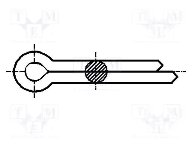 Cotter pin; A2 stainless steel; BN 687; Ø: 2.5mm; L: 16mm; DIN 94 BOSSARD B2.5X16/BN687