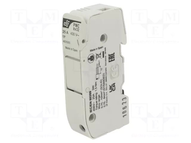 Fuse holder; 8x32mm; for DIN rail mounting; 25A; 400VAC; Poles: 1 DF ELECTRIC 483500