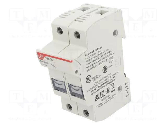 Fuse holder; for DIN rail mounting; 30A; 600VAC; -20÷70°C; IP20 DF ELECTRIC 485184