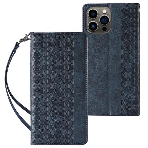 Magnet Strap Case Case for iPhone 14 Pro Max Flip Wallet Mini Lanyard Stand Blue, Hurtel 5907769311024 5907769311024