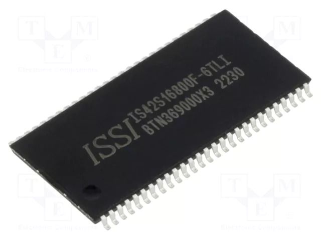 IC: DRAM memory; 128MbDRAM; 2Mx16bitx4; 166MHz; 6ns; TSOP54 II ISSI 42S16800F-6TLI