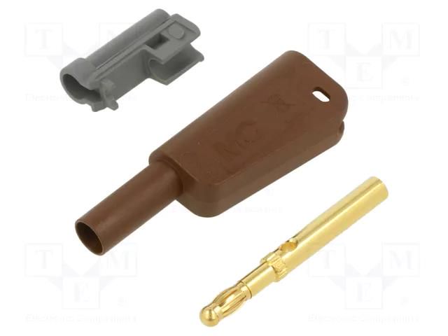 Connector: 4mm banana; 32A; 1kV; brown; gold-plated STÄUBLI SLQ-4A-46-27