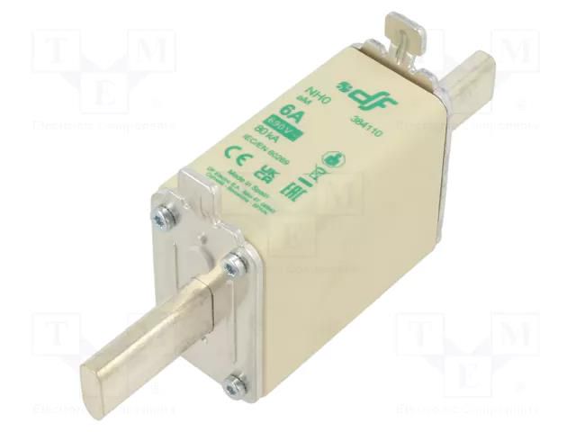 Fuse: fuse; 6A; 690VAC; aM; ceramic; NH0 DF ELECTRIC 384110