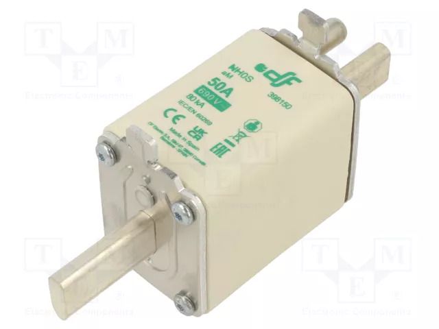 Fuse: fuse; 50A; 690VAC; aM; ceramic; NH0S DF ELECTRIC 398150