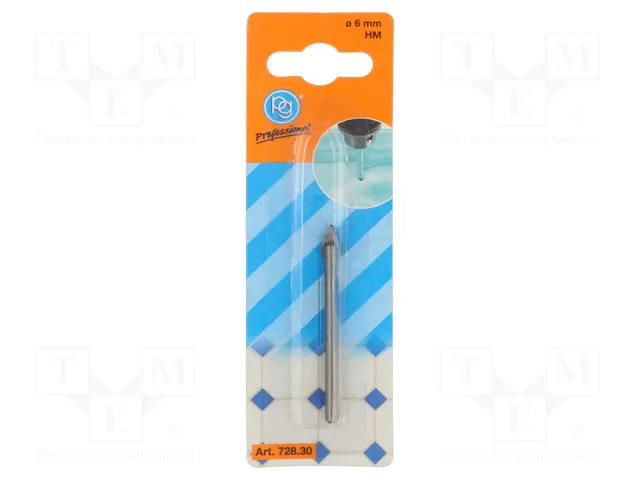 Drill bit; Ø: 6mm; ceramics,glass; Drill Bit: for glass PG PROFESSIONAL PG-728.30
