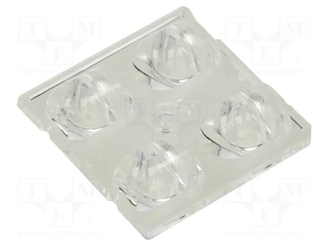 LED lens; square; transparent; H: 10mm; Body dim: 50x50mm LEDIL C13604