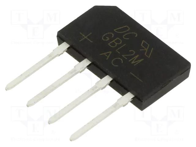 Bridge rectifier: single-phase; Urmax: 1kV; If: 2A; Ifsm: 65A; flat DC COMPONENTS GBL2M-DC