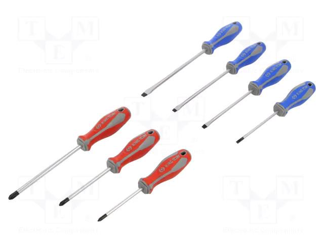 Kit: screwdrivers; Pozidriv®,slot; 7pcs. KING TONY KT-30127MR