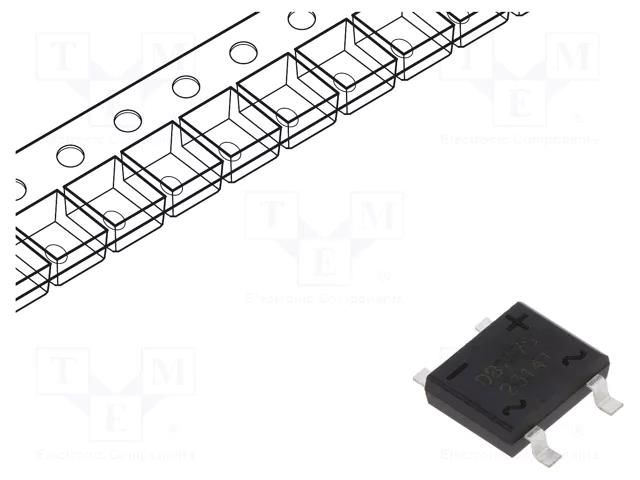Bridge rectifier: single-phase; Urmax: 1kV; If: 1A; Ifsm: 45A; DBS SMC DIODE SOLUTIONS DB107STR-SMC