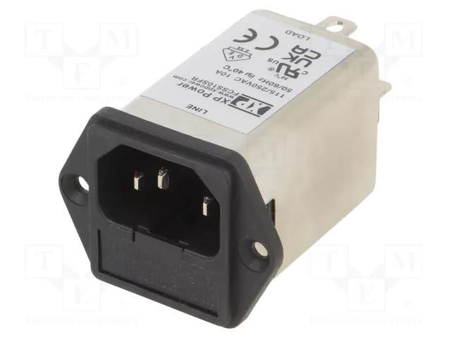 Connector: AC supply; socket; male; 10A; 250VAC; IEC 60320; C14 (E) XP POWER FCSS10SFR