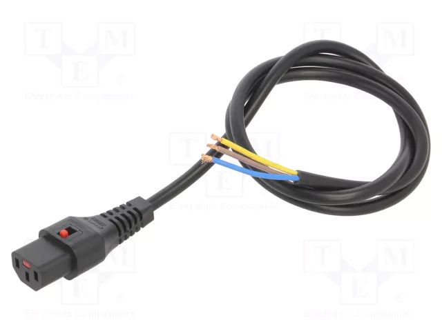 Cable; IEC C13 female,wires; 1m; with IEC LOCK locking; black SCHAFFNER / TE Connectivity SCHAFFNER-820127