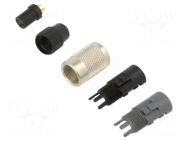 Connector: M9; plug; female; Plating: gold-plated; 125V; IP40; PIN: 3 BINDER 99-0076-100-03