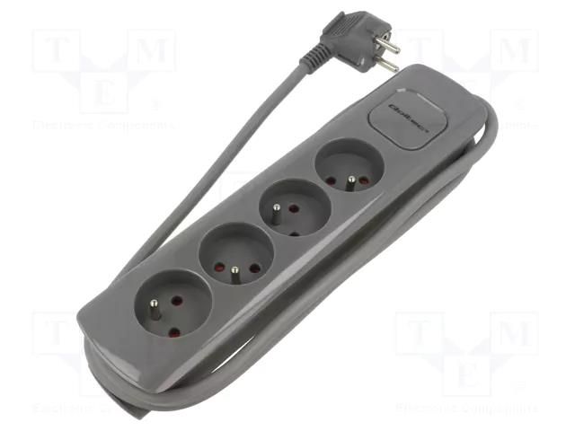 Extension lead; 3x1.5mm2; Sockets: 4; grey; 1.8m; 16A QOLTEC QOLTEC-50273