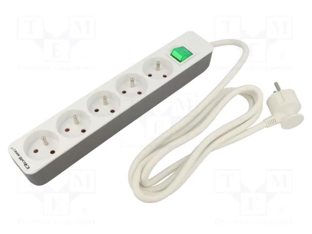 Extension lead; 3x1.5mm2; Sockets: 5; white; 1.8m; 16A QOLTEC QOLTEC-50290