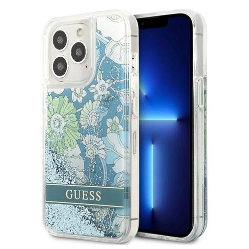 Guess GUHCP13LLFLSN iPhone 13 Pro / 13 6.1&quot; green/green hardcase Flower Liquid Glitter, Guess 3666339041373 3666339041373