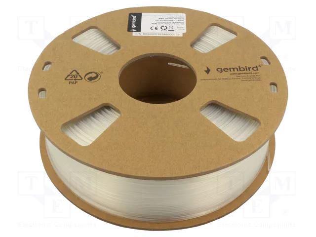 Filament: ABS; 1.75mm; transparent; 225÷245°C; 1kg GEMBIRD 3DP-ABS1.75-01-TR