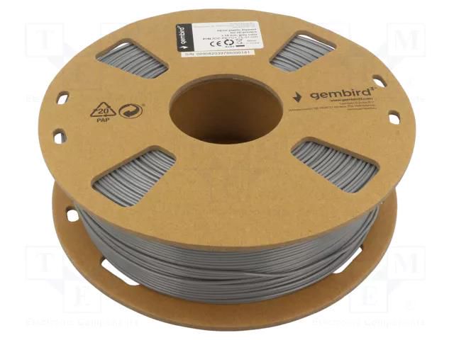 Filament: PET-G; 1.75mm; grey; 220÷260°C; 1kg GEMBIRD 3DP-PETG1.75-01-GR