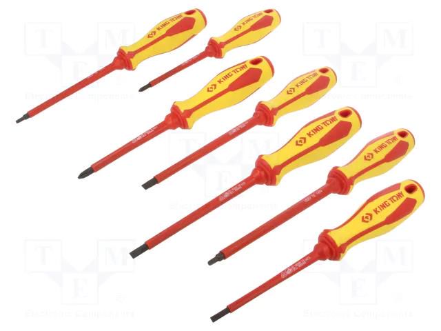 Kit: screwdrivers; insulated; Pozidriv®,slot; 7pcs. KING TONY KT-30607MR