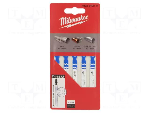 Hacksaw blade; metal; 55mm; 5pcs; Kind of holder: T Milwaukee MW-4932340011