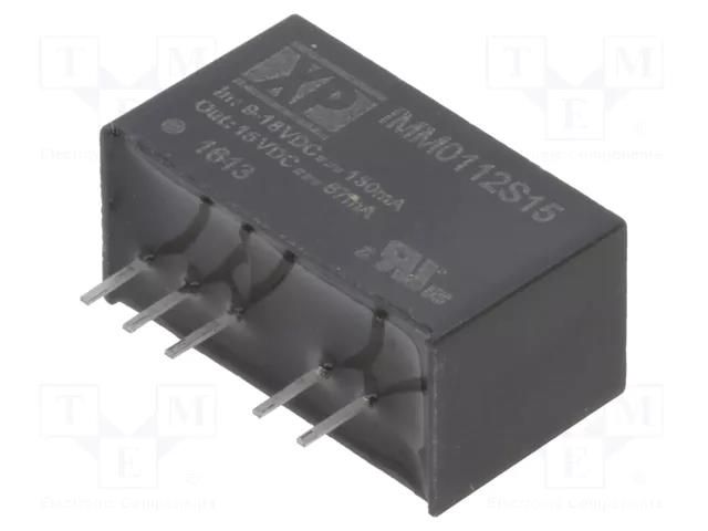 Converter: DC/DC; 1W; Uin: 9÷18VDC; Uout: 15VDC; Iout: 67mA; SIP7; THT XP POWER IMM0112S15