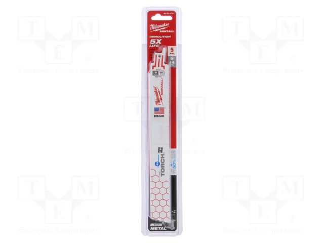Hacksaw blade-set; metal; 230mm; 14teeth/inch; 5pcs. Milwaukee MW-48004787