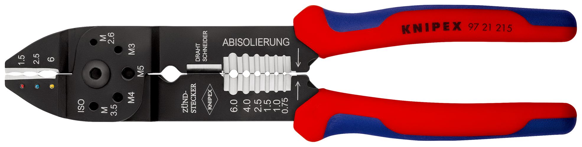 KNIPEX 97 21 215 SB Crimping Pliers with multi-component handles black lacquered 230 mm 97 21 215 SB 4003773034131