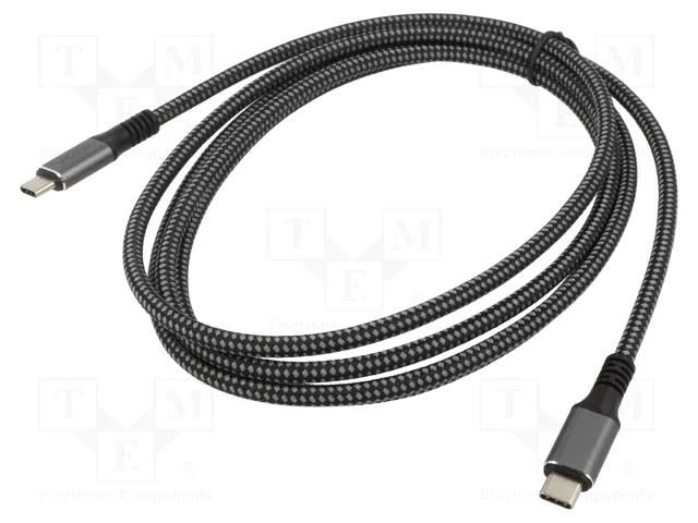 Cable; Thunderbolt 3,USB 4.0; USB C plug,both sides; 2m; 20Gbps VCOM CU520M-2.0
