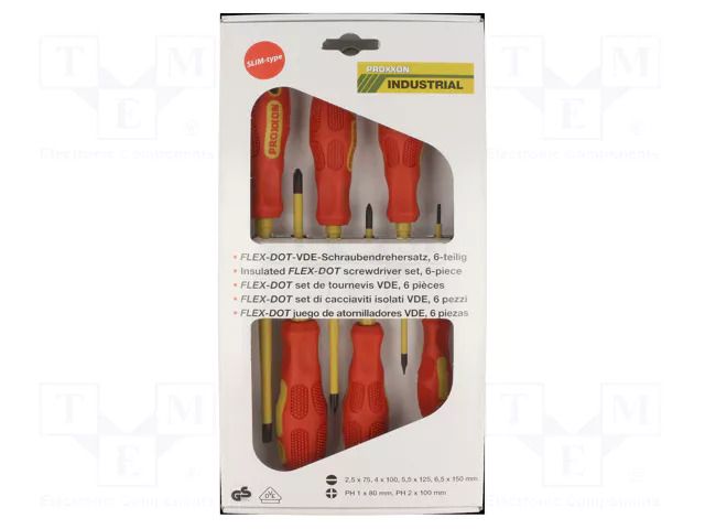 Insulated; Phillips,slot; 6pcs; Screwdriver: insulated-set PROXXON PR22630